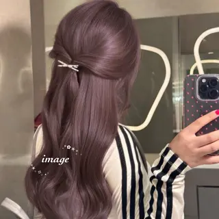 セミロング カラー ヘアアレンジ 🤍淡色ピンク&ラベ ンダーYUKI🤍のヘアスタイル