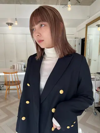 カラー ブリーチカラー🎀 韓国風/寺門美優のヘアスタイル