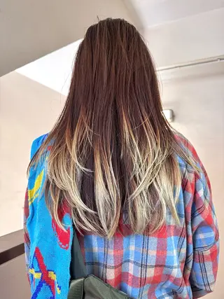 ロング カラー ヘアアレンジ 丸山渉/パーマ エフェクトブリーチのヘアスタイル