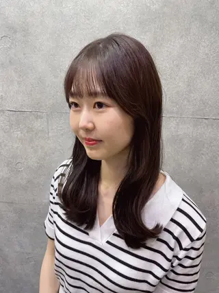 セミロング カラー 韓国レイヤー/透明感 /髪質改善/アジキのヘアスタイル