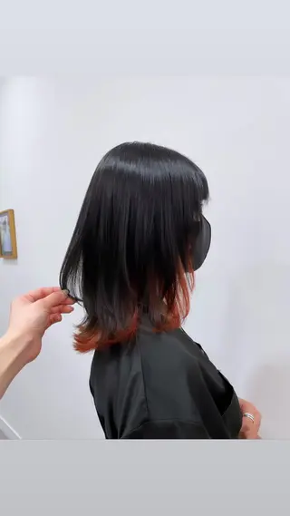 セミロング カラー 縮毛矯正×髪質改善 カラー×クロスパーマのヘアスタイル