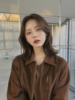 セミロング カラー レイヤーカット指名 No.1💖マユカのヘアスタイル