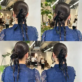 セミロング ヘアアレンジ ハイトーン/エクステ /🎀YUINA🎀のヘアスタイル