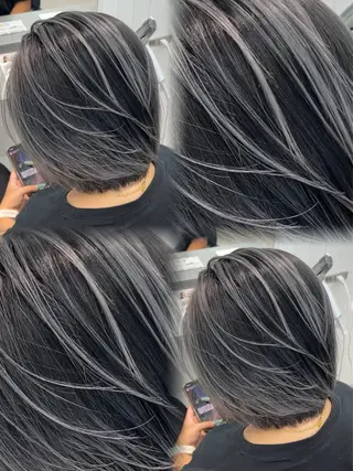 ミディアム カラー 表参道/ハイライト 髪質改善ストレートのヘアスタイル