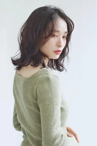 ミディアム カラー パーマ 白髪ぼかしモデル募集 今村理央奈のヘアスタイル