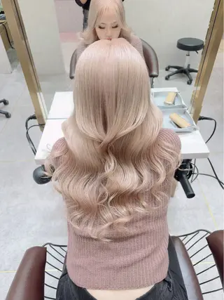 ロング カラー ヘアアレンジ ARIA💎縮毛矯正 ブリーチ💎複雑履歴のヘアスタイル