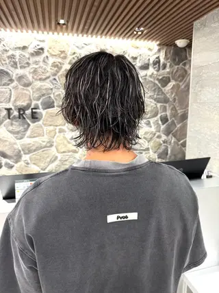 ミディアム カラー パーマ メンズ 町田MENS外国人風 ハイライト🔥TOMのヘアスタイル