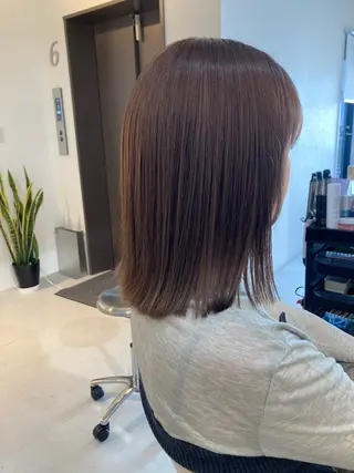 ミディアム ✨色持ちの良い艶 カラー✨蟹江真世のヘアスタイル
