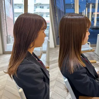 セミロング 縮毛矯正/白髪ぼかし ショートボブ/鈴木のヘアスタイル