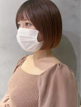 ショート 美髪矯正/艶カラー ボブ/栄/鐘ヶ江純也のヘアスタイル