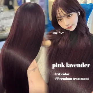 セミロング カラー ヘアアレンジ 🤍淡色ピンク&ラベ ンダーYUKI🤍のヘアスタイル