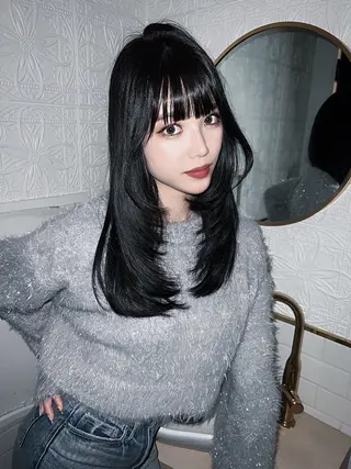 セミロング カラー Pocket仙台 💚モエリのヘアスタイル