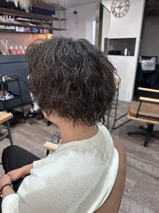 ショート パーマ t.hair垂門真吾 曲がる縮毛矯正/ボブのヘアスタイル