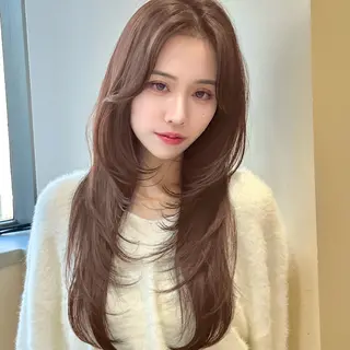 ロング 縮毛矯正/レイヤー 韓国/顔まわり/夢音のヘアスタイル