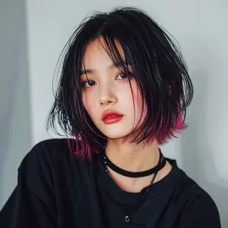 ショート カラー Luisハイライト　 喜連瓜破、髪質改善のヘアスタイル