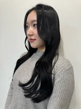 ロング 韓国風レイヤーカット グレージュ/大希のヘアスタイル