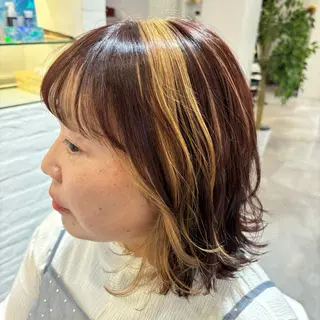 ミディアム カラー 岩本 理沙のヘアスタイル