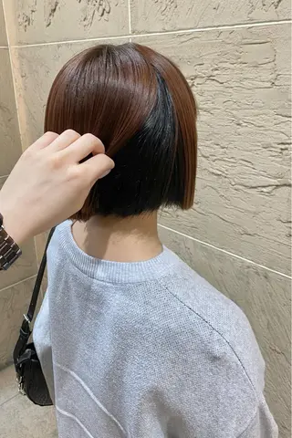 ミディアム カラー 菊地 紗矢のヘアスタイル