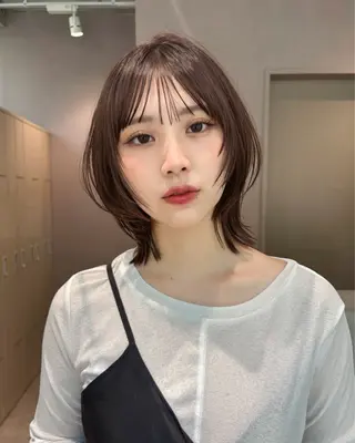 ミディアム カラー ren ボブロブ/ミディアムのヘアスタイル