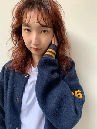 ミディアム パーマ カラー CEINE PATHのヘアスタイル