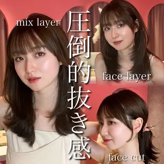 ミディアム カラー 山崎/ボブ縮毛矯正 レイヤー髪質改善のヘアスタイル