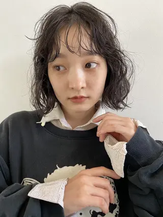 ショート パーマ 森貴裕/ベージュ/ パーマ/オリーブのヘアスタイル