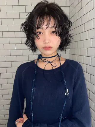 パーマ ボブ.顔周りカット カット/ユキカのヘアスタイル