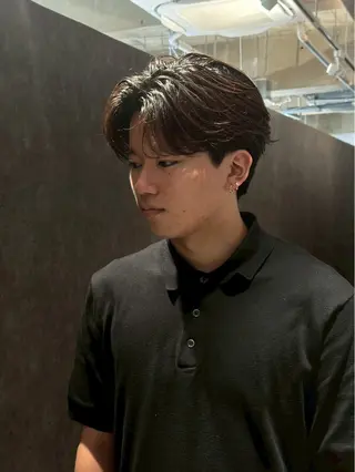 ミディアム パーマ メンズ 金山駅前/メンズ パーマ/真柄 恒輝のヘアスタイル