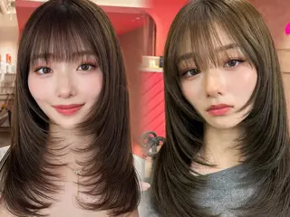 ロング カラー 山崎/ボブ縮毛矯正 レイヤー髪質改善のヘアスタイル