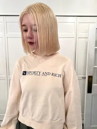 カラー ブリーチカラー🎀 韓国風/寺門美優のヘアスタイル