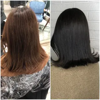 ミディアム 艶カラー🩵💛 NANAのヘアスタイル