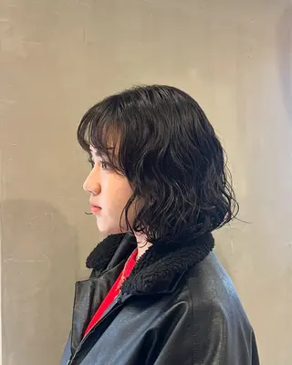 ミディアム パーマ みわ/博多 ブリーチ/メンズヘアのヘアスタイル