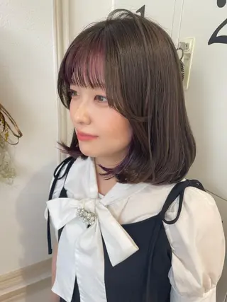 ミディアム カラー パーマ ヘアアレンジ キッズ ネイル マツエク・マツパ アイブロウ belta.🌱 安藝夏花🌻のヘアスタイル