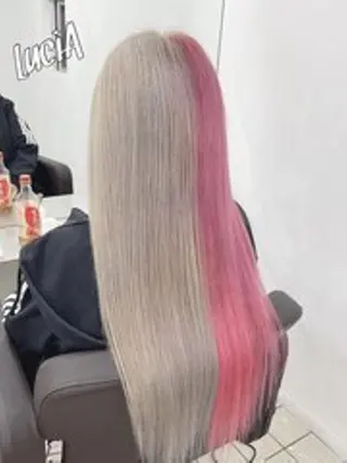 ロング カラー ヘアアレンジ LuciAエクステ カラー3000セラのヘアスタイル