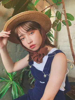 セミロング カラー パーマ ヘアアレンジ メンズ キッズ ネイル マツエク・マツパ アイブロウ モリモト サナのヘアスタイル