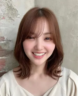 ミディアム カラー 🧡くびれヘア/前髪 顔周り🧡久原結衣のヘアスタイル