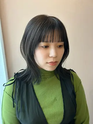 セミロング カラー hub hair レイヤー/透明感のヘアスタイル