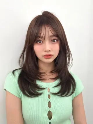 セミロング 前髪顔まわりカット 🌈中村海聖のヘアスタイル