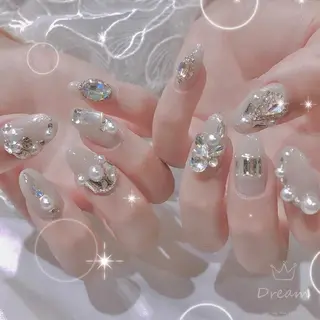 セミロング ネイル フィルイン、長さ出し 深爪矯正のネイルデザイン