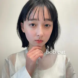 ミディアム カラー ボブパーマ ♡ヨシカワハナコのヘアスタイル