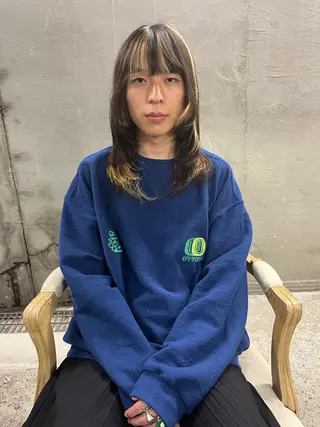 ロング カラー メンズ パーマ、髪質改善 カズマのヘアスタイル