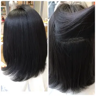 ミディアム パーマ 濱岡 恭子のヘアスタイル