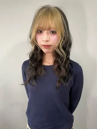 セミロング カラー カットモデル/ ハイトーン/ゆうあのヘアスタイル