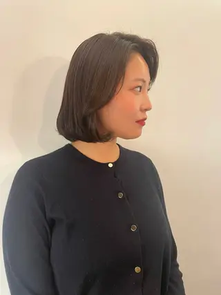 ミディアム カラー 韓国ナチュラル・ ベージュ/落合夏希のヘアスタイル