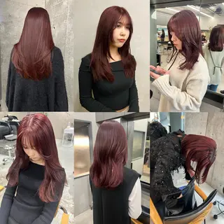 セミロング カラー パーマ ヘアアレンジ viewstokyo所属・mana 暖色カラーカットのヘアスタイル