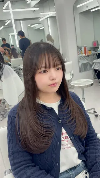 ロング カラー 韓国ヘア/レイヤー/ 顔まわり足立遥奈のヘアスタイル