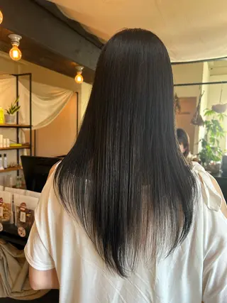 ロング さら/暖色/メンズ/ /デザインカラーのヘアスタイル