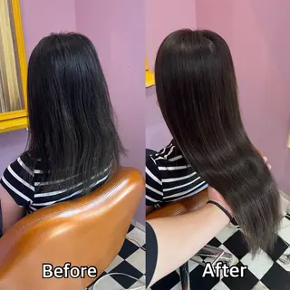 ロング シール＋ちび編み込み エクステ梅田🐨のヘアスタイル