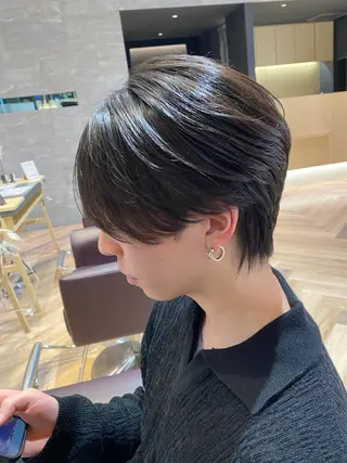 ミディアム カラー パーマ メンズ特化/フェザー /パーマ/伊勢元のヘアスタイル