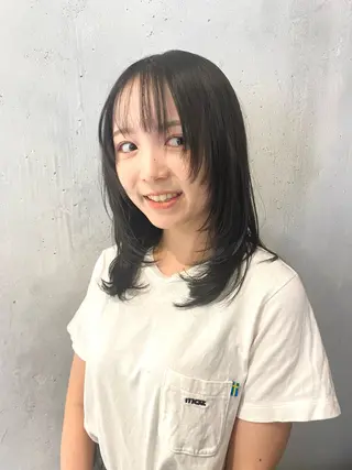 ミディアム カラー 髪質改善絹髪質感TR レイヤーカット/熊澤のヘアスタイル